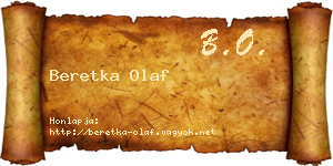 Beretka Olaf névjegykártya